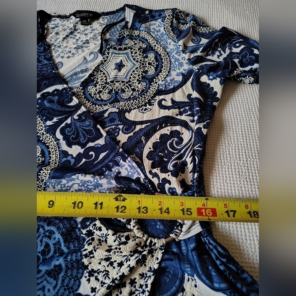 Glamour Blue Paisley Dress Size 12P - Picture 7 of 12